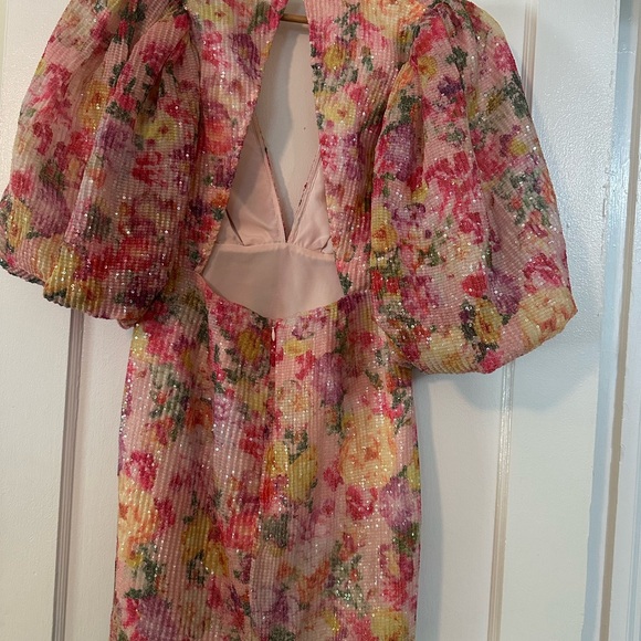 ASOS Pink Ruffled Puff Sleeve Dress - Picture 4 of 7